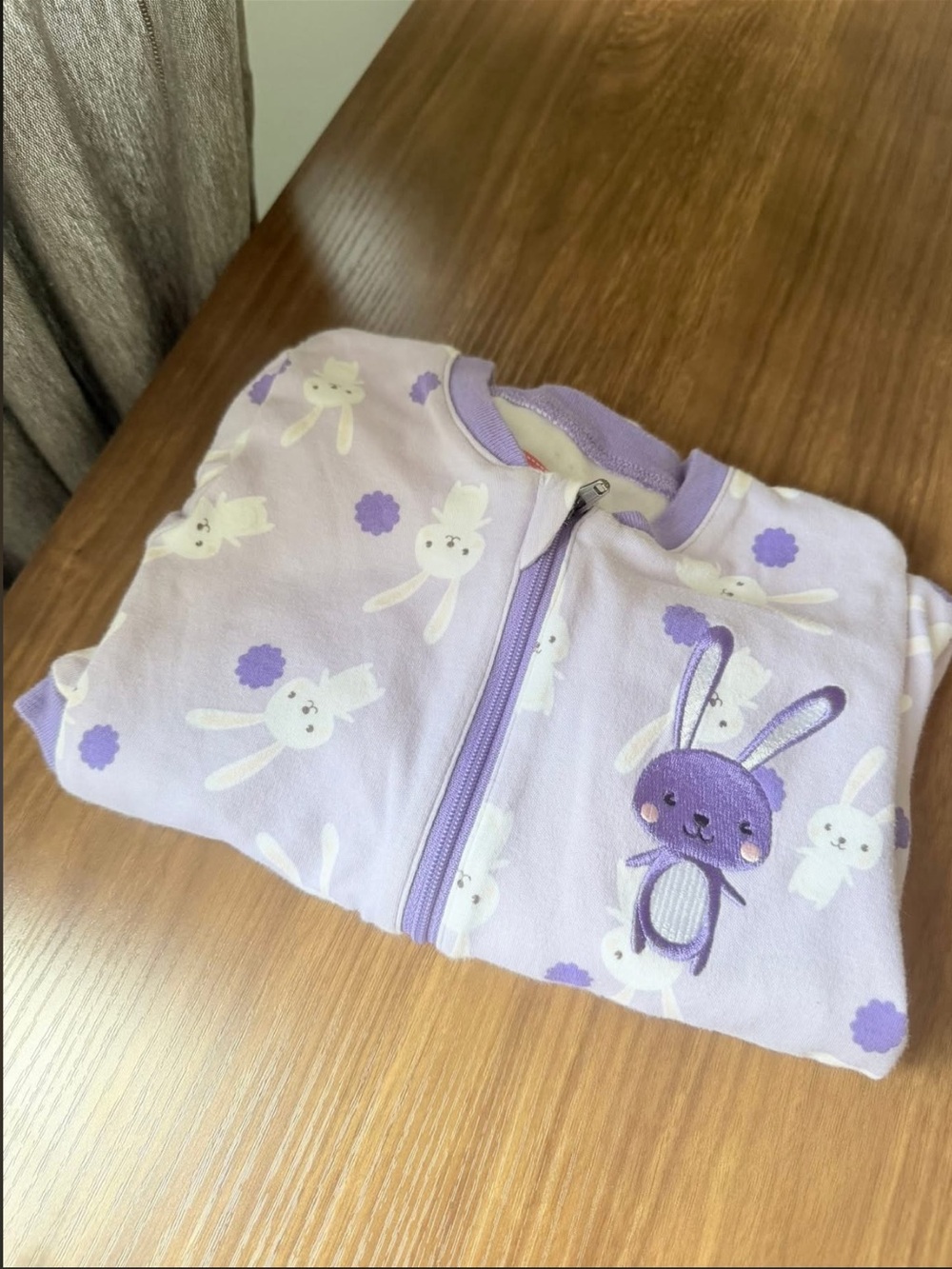 Tuffy - 24 months - Lavender Bunny Zip-Up Pajamas